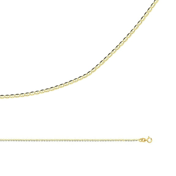 Solid 14k Yellow Gold Necklace Mariner Chain Anchor Flat Link Thin Dainty Genuine 1.4 mm 16 inch