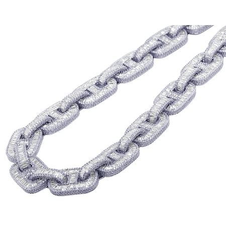 Mariner Link, EGL Certified VVS 68.1CT Baguette Diamond 10K Gold Chain 16MM 18"