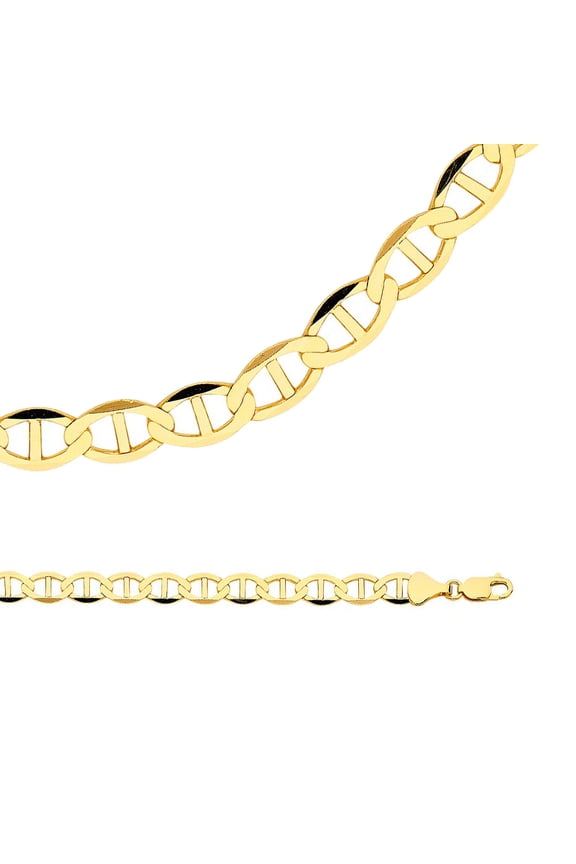 Mariner Necklace Solid 14k Yellow Gold Chain Flat Anchor Wide Link Big Heavy Genuine, 7.7 mm - 24 inch