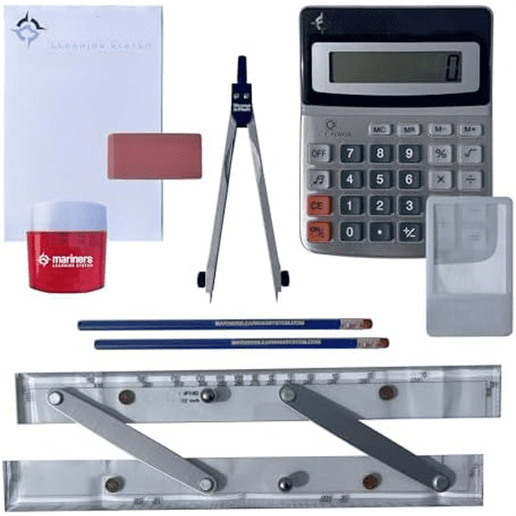 Mariners Chart Plotting Tool Kit - Marine Navigation Equipment, Weems and Plath Parallel Rulers, Dividers & Accessories for Nautical Charts, Sailing and Boating Exam Preparation$$Office