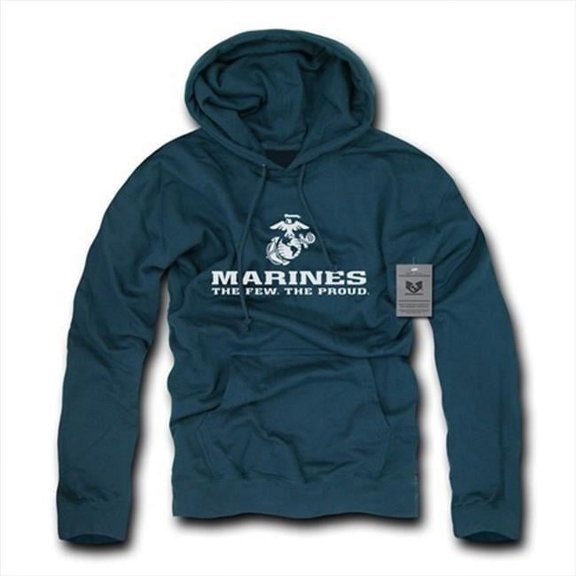Marines Basic Military Pullover Hoodie, Navy - Medium