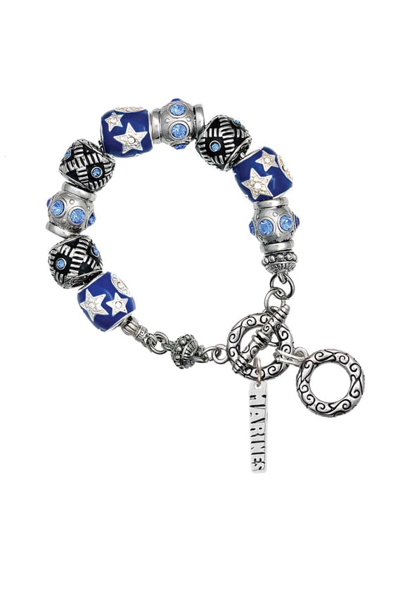Marines Blue Moon Bead Charm Bracelet