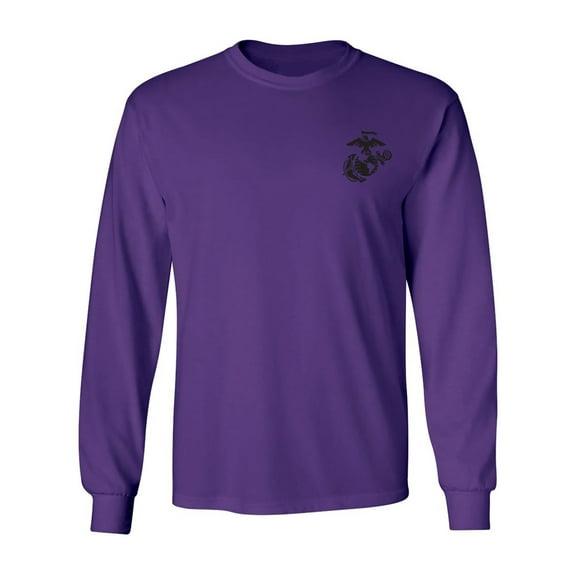 Marines Emblem left chest Adult Long Sleeve T-shirt