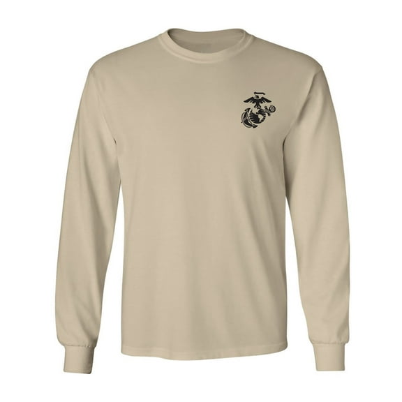 Marines Emblem left chest Adult Long Sleeve T-shirt