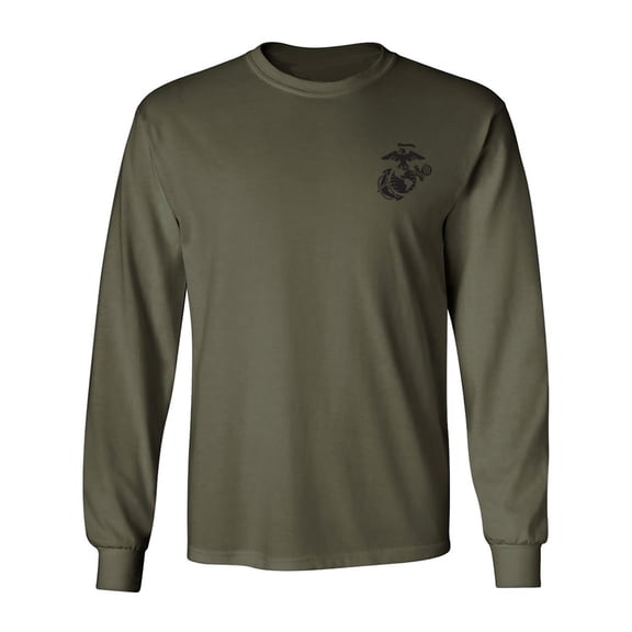 Marines Emblem left chest Adult Long Sleeve T-shirt
