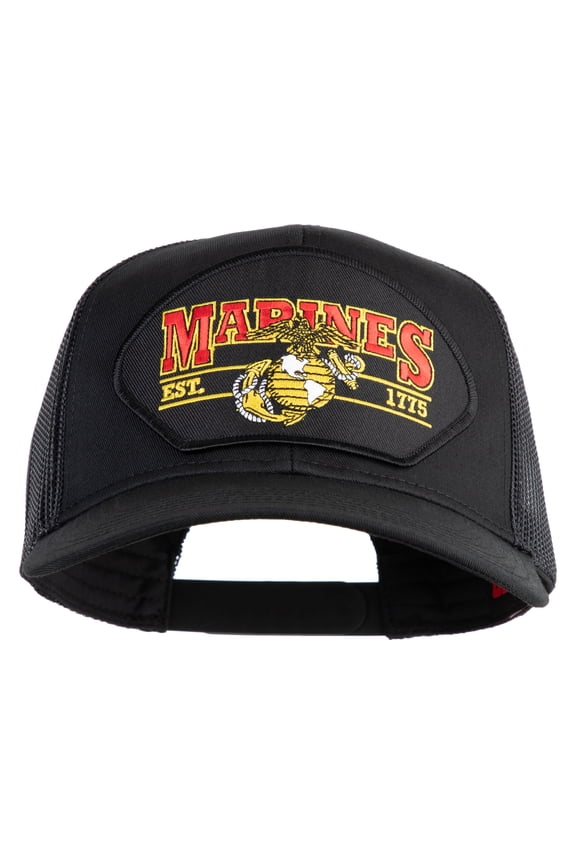 Marines Est. 1775 Patched Solid Cotton Twill Mesh Prostyle Cap - Black OSFM