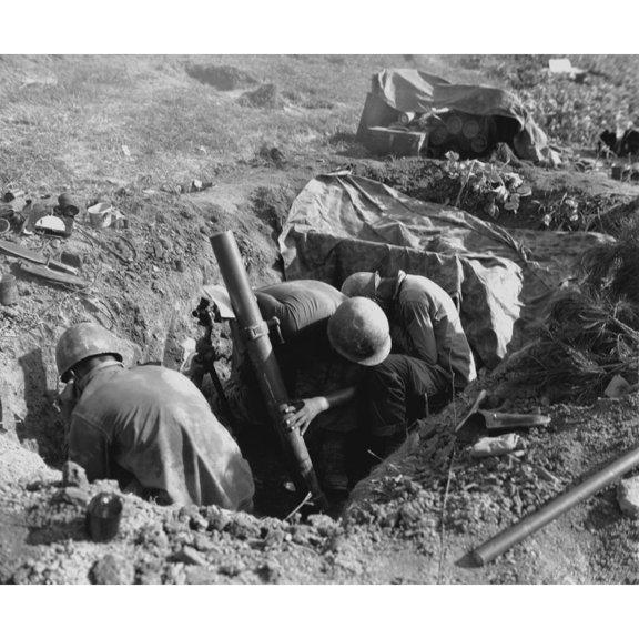 Marines Fire An 81 Mm Mortar In The Battle Of Obong-Ni Ridge History (24 x 18)