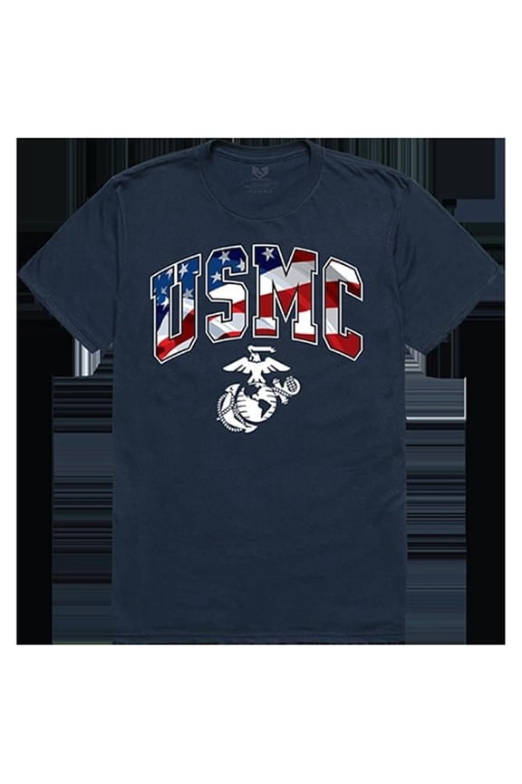Marines Flag Letter Tee, Navy - Small