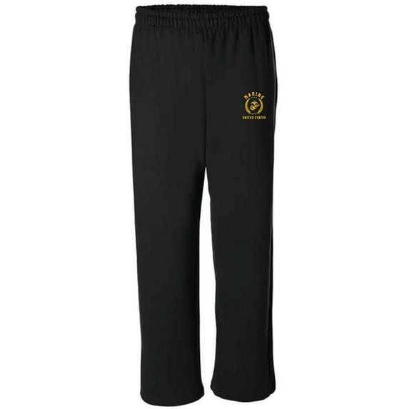 Marines Gold Crest Open Bottom Sweatpants with gold print