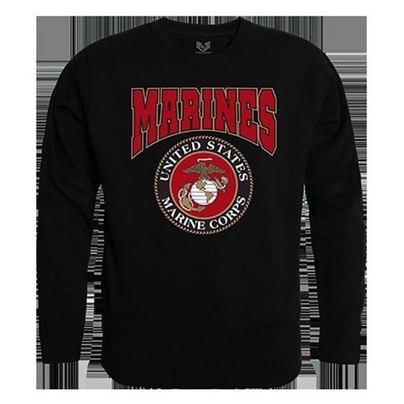 Marines Graphic Crew Neck Sweatshirt, Black - Extra Large