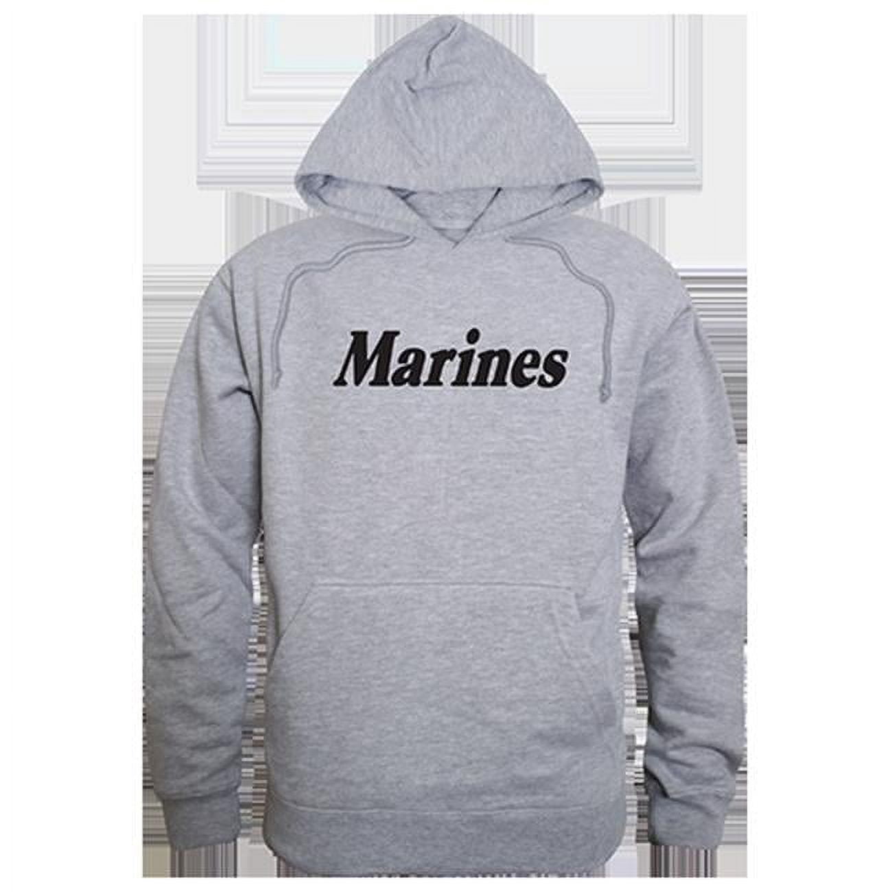 Zerogravitee Marines Pullover Hoodie - Gray Heavyweight Sweatshirt With Official USMC Logo