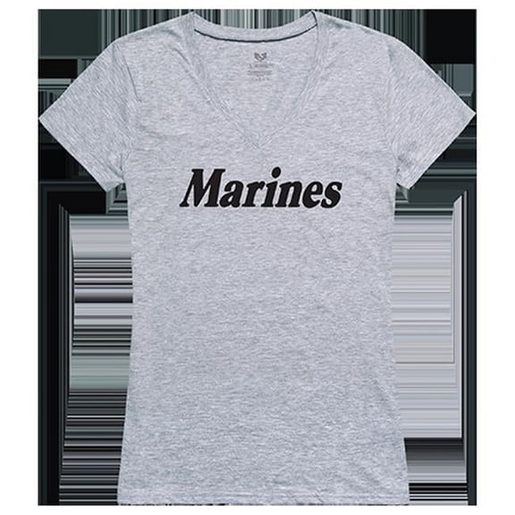 Marines Graphic V-Neck T-Shirt, Heather Gray - Medium