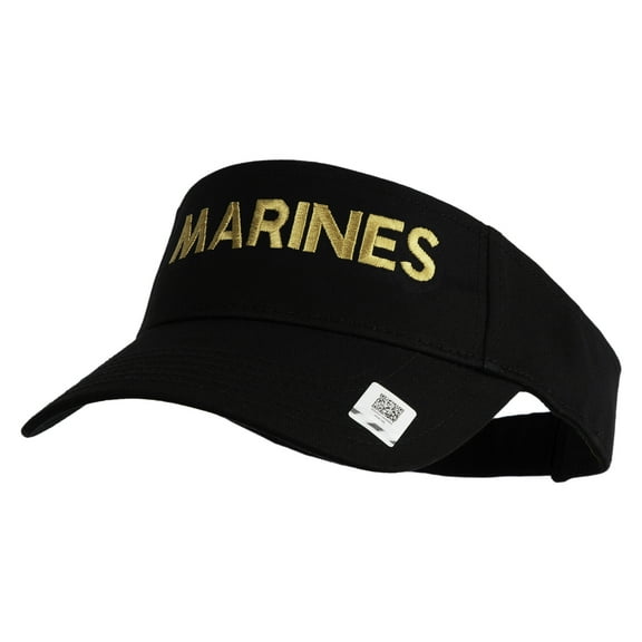 Marines Letter Design Embroidered Cotton Twill Sun Visor - Black OSFM