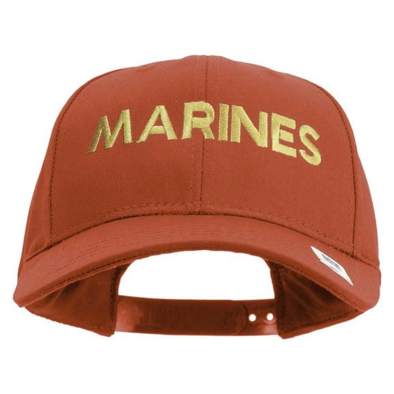 Marines Letter Embroidered 6 Panel Structured Cotton Twill Cap Made in USA - Red OSFM
