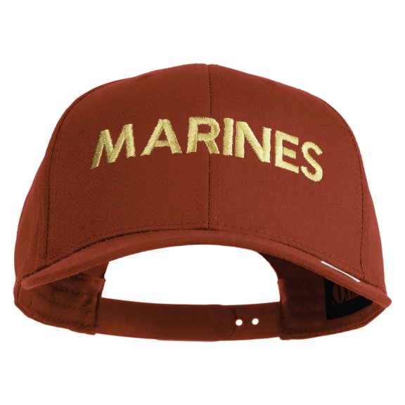 Marines Letter Embroidered Solid Cotton Twill Pro Style Cap - Red OSFM