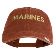 Marines Letter Embroidered Washed Solid Pigment Dyed Cotton Twill Brass Buckle Cap - Navy OSFM