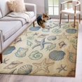 thumbnail image 1 of Marines Life Washable Area Rugs 4'x6', Starfish Blue Shell Coastal Summer Vintage Low Pile Throw Living Room Rug Non-Slip Sturdy Edge Binding Carpet for Indoor Entryway Bedside Kitchen, 1 of 9