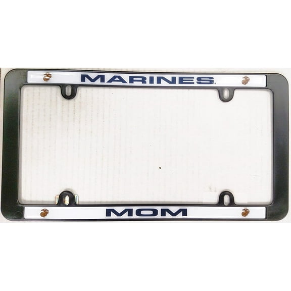 Marines MOM Black Plastic License Plate Frame Tag Cover United States Marine Corp Military