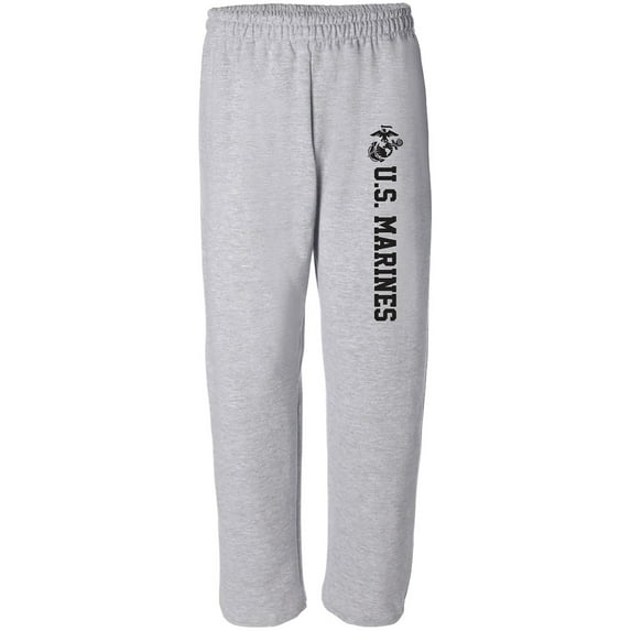 Marines Military Theme Open Bottom Sweat Pants with black print