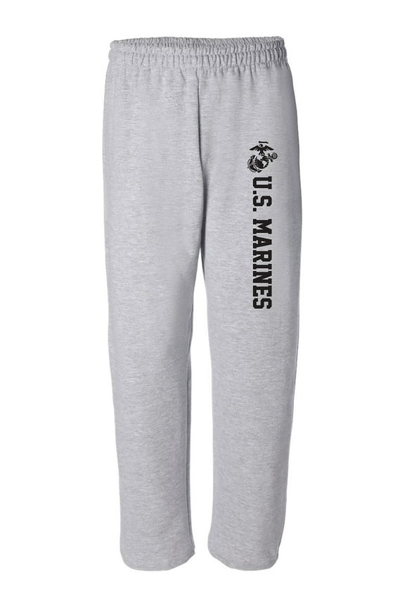 Marines Military Theme Open Bottom Sweat Pants with black print