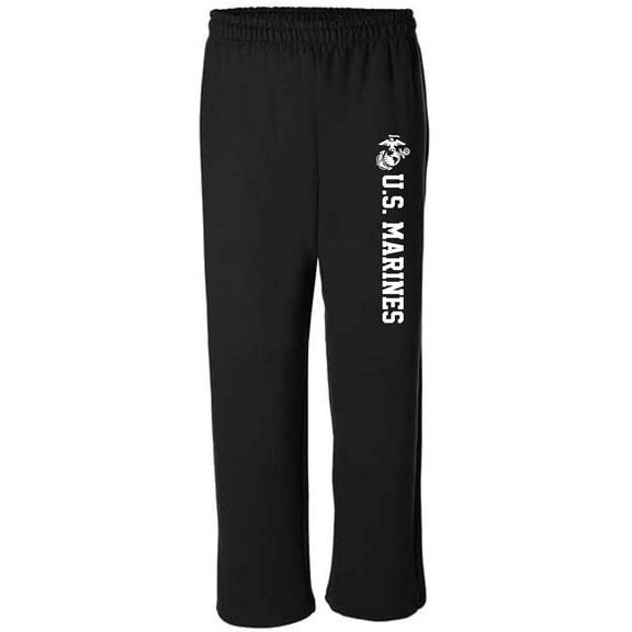 Marines Military Theme Open Bottom Sweat Pants with white print
