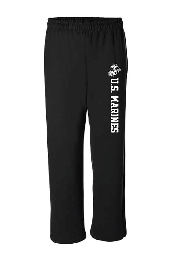 Marines Military Theme Open Bottom Sweat Pants with white print