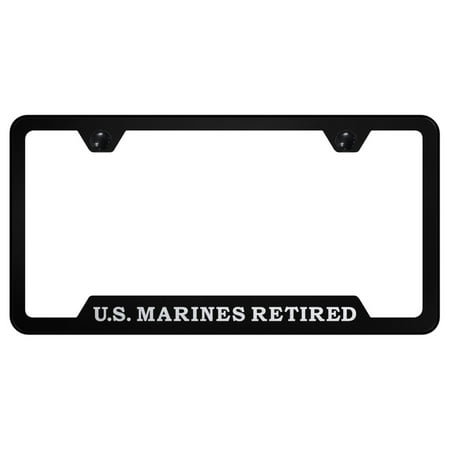. Marines Retired Laser Etched Logo Cut-Out License Plate Frame (Black)