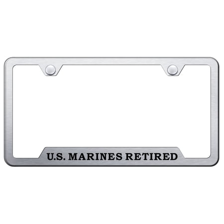. Marines Retired Laser Etched Logo Cut-Out License Plate Frame (Brushed Chrome)