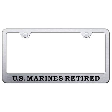 . Marines Retired Laser Etched Logo Stainless Steel License Plate Frame (Brushed Chrome)