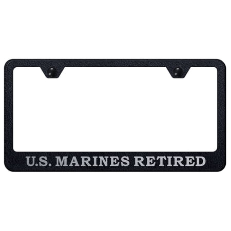 . Marines Retired Laser Etched Logo Stainless Steel License Plate Frame (Rugged Black)