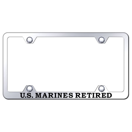 . Marines Retired Stainless Steel Wide Body License Plate Frame (Chrome)