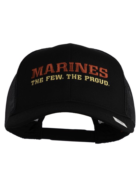 Marines The Few The Proud Embroidered Solid Cotton Twill Mesh Prostyle Cap - Black OSFM