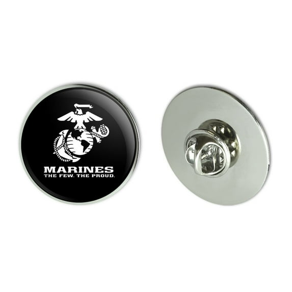 Marines The Few The Proud USMC White Logo on Black Officially Licensed Metal 1.1" Tie Tack Hat Lapel Pin Pinback