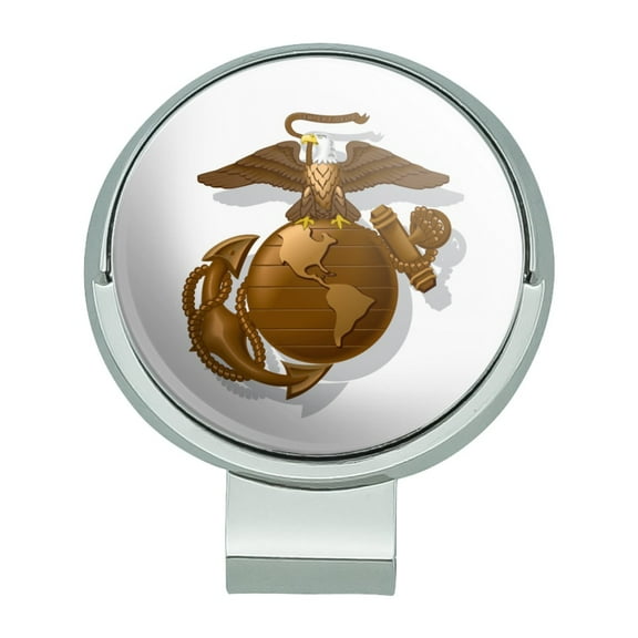 Marines USMC Golden Logo on White Eagle Globe Anchor Officially Licensed Golf Hat Clip With Magnetic Ball Marker