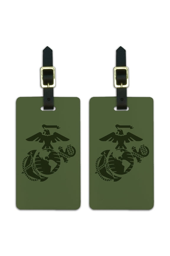Marines USMC Green Logo Luggage ID Tags Set of 2