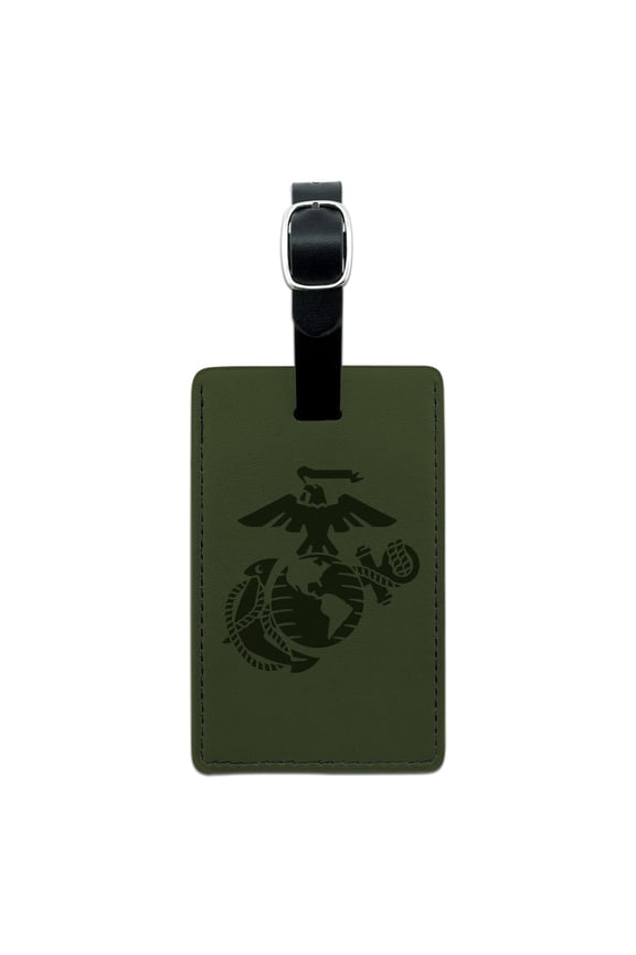Marines USMC Green Logo Rectangle Leather Luggage Card Suitcase Carry-On ID Tag