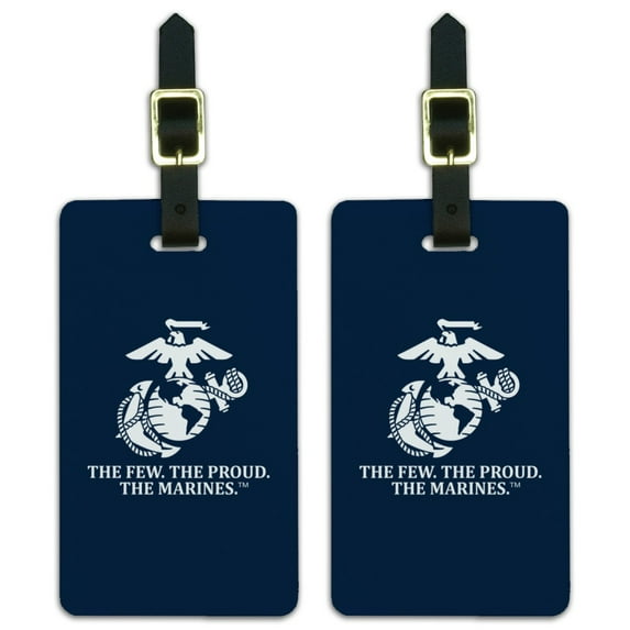 Marines USMC The Few The Proud Blue White Officially Licensed Luggage ID Tags Suitcase Carry-On Cards - Set of 2