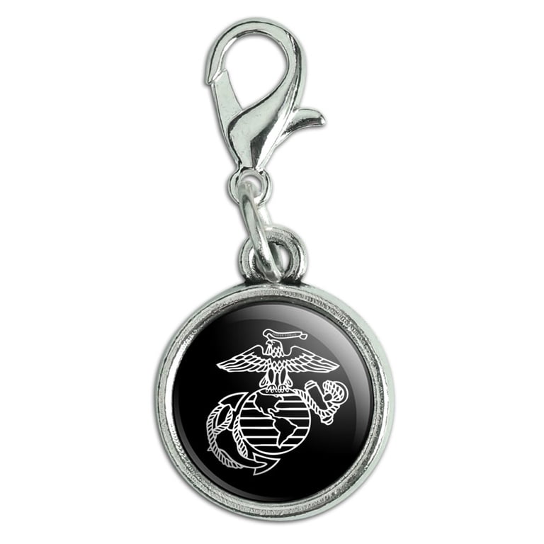 Marines USMC White on Black Eagle Globe Anchor Logo Officially