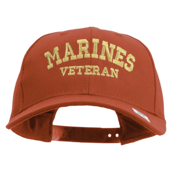 Marines Veteran Embroidered 6 Panel Structured Cotton Twill Cap Made in USA - Red OSFM