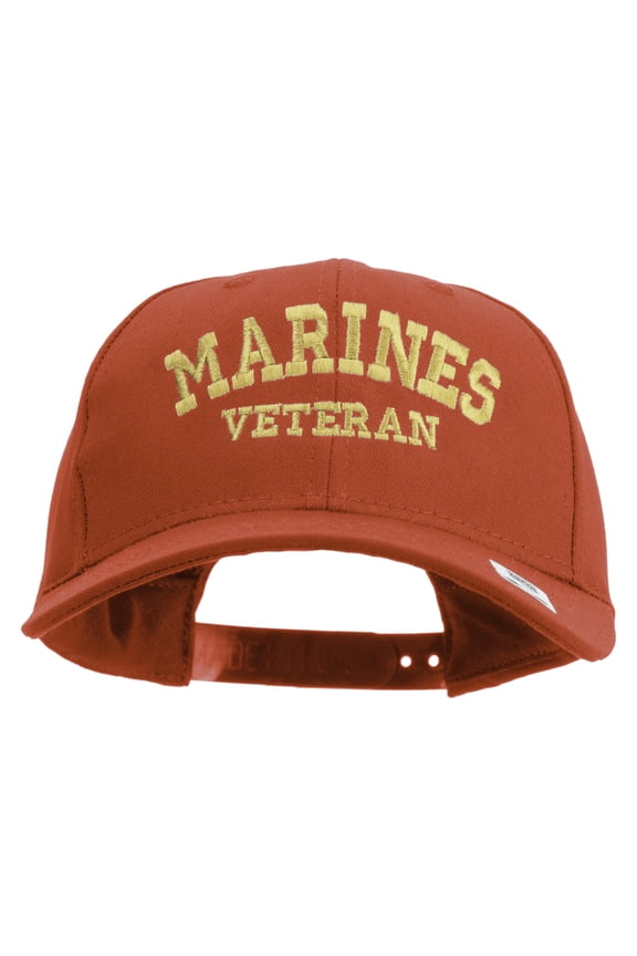 Marines Veteran Embroidered 6 Panel Structured Cotton Twill Cap Made in USA - Red OSFM