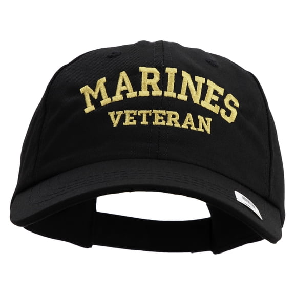 Marines Veteran Embroidered 6 Panel Unstructured Cotton Twill Cap Made in USA - Black OSFM