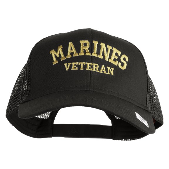 Marines Veteran Embroidered Solid Cotton Twill Mesh Prostyle Cap - Charcoal OSFM