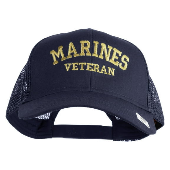 Marines Veteran Embroidered Solid Cotton Twill Mesh Prostyle Cap - Navy OSFM