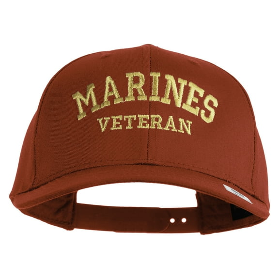 Marines Veteran Embroidered Solid Cotton Twill Pro Style Cap - Red OSFM