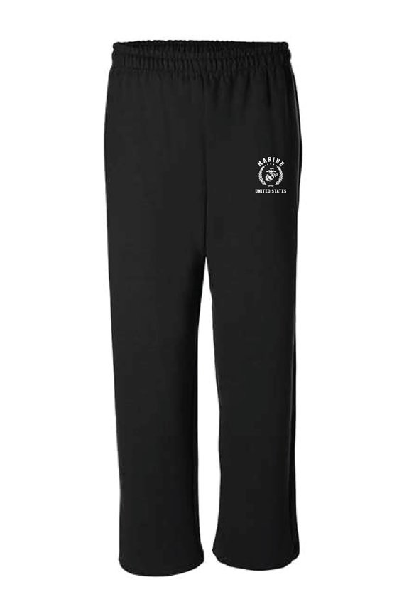 Marines White Crest Open Bottom Sweatpants with white print