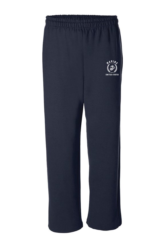 Marines White Crest Open Bottom Sweatpants with white print