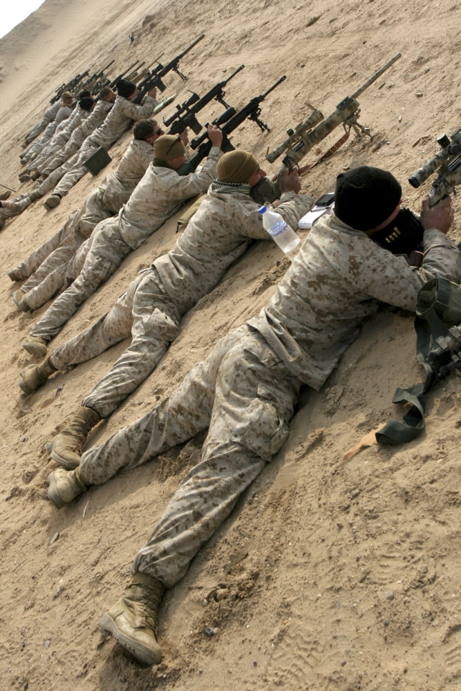 Marines engage targets during a ten-day training package Canvas Art - Stocktrek Images (24 x 35)