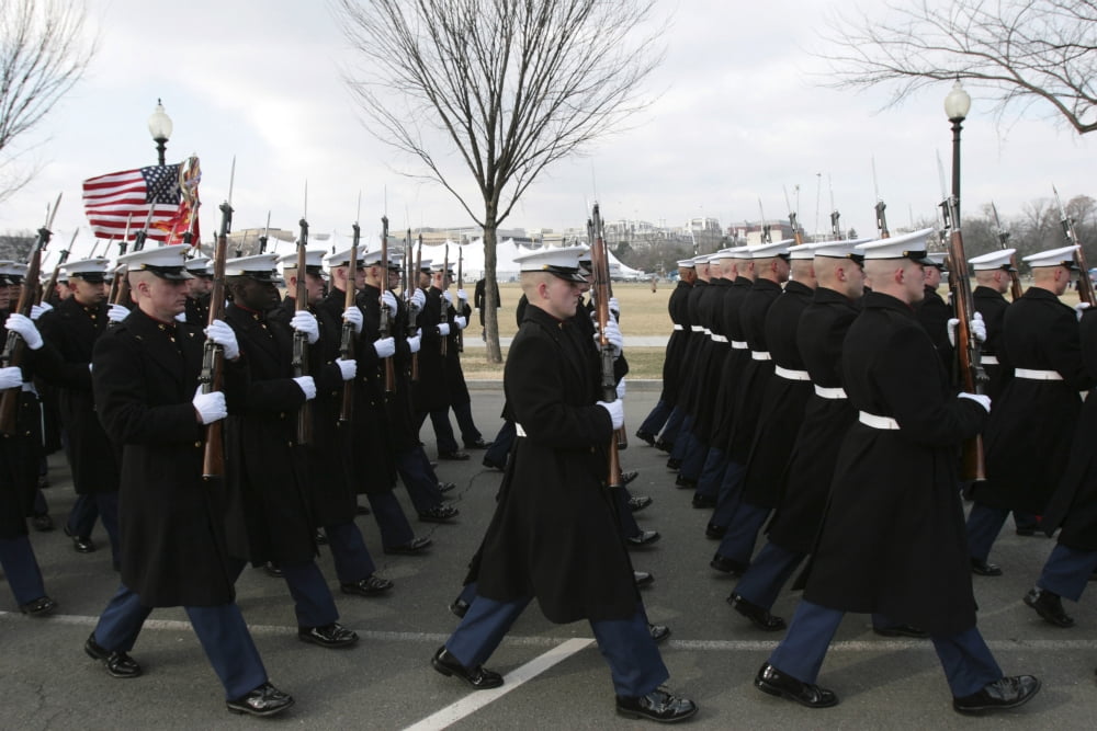 Marines participate in the 2009 presidential inaugural parade Canvas Art - Stocktrek Images (34 x 23)