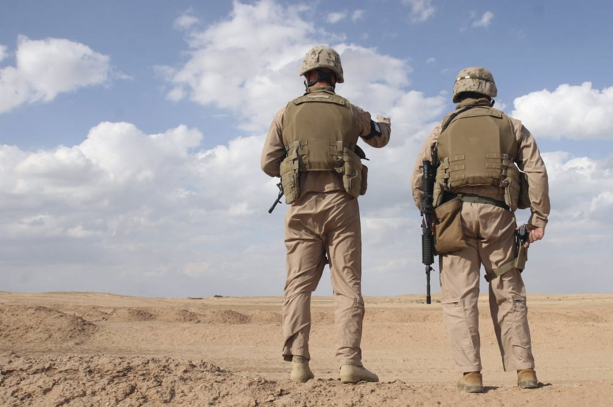 Marines scan the horizon for insurgent activity during a security patrol Canvas Art - Stocktrek Images (34 x 23)