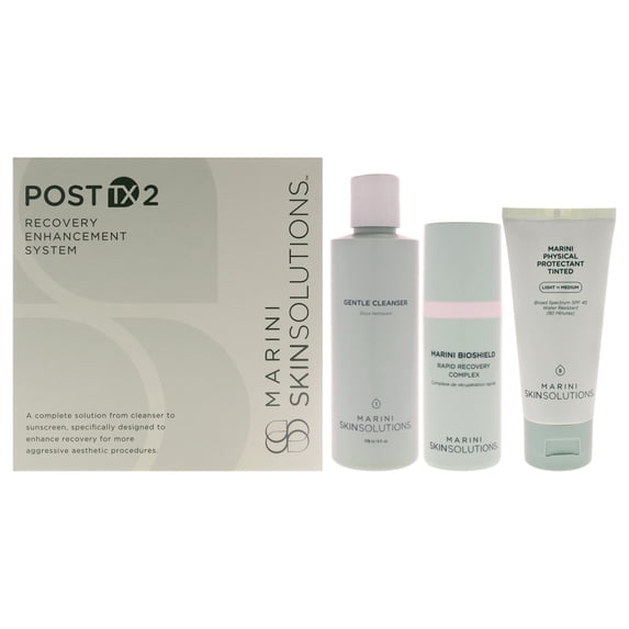 Marini SkinSolutions Post TX 2 Recovery Enhancement System , 3 Pc 6oz Gentle Cleanser, 1oz Marini BioShield, 2oz Marini Physical Protectant Tinted SPF 45